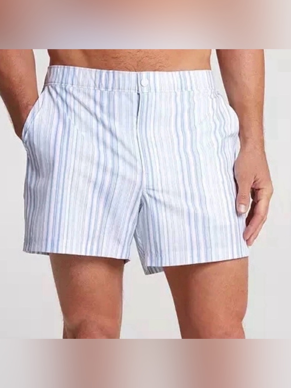 NWT VRST Men's Resort Shorts/Swim Trunks~Large~5”~Muted Denim Stripe~Lined~$58